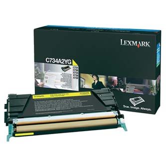 Obrazek Lexmark C734A2YG originální tonerová kazeta, barva náplně žlutá, výtěžnost cartridge 6000 stran