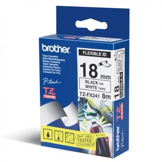 Obrazek Brother originální páska do tiskárny štítků, Brother, TZEFX241, černý tisk/bílý podklad, laminovaná, 8m, 18mm, flexibiln