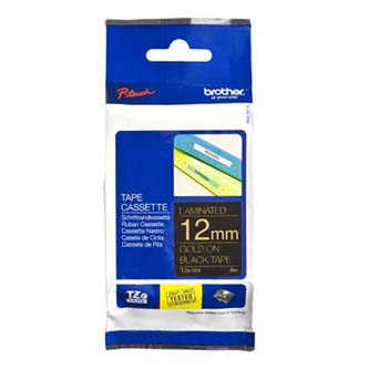 Obrazek Brother originální páska do tiskárny štítků, Brother, TZE-334, zlatý tisk/černý podklad, laminovaná, 8m, 12mm